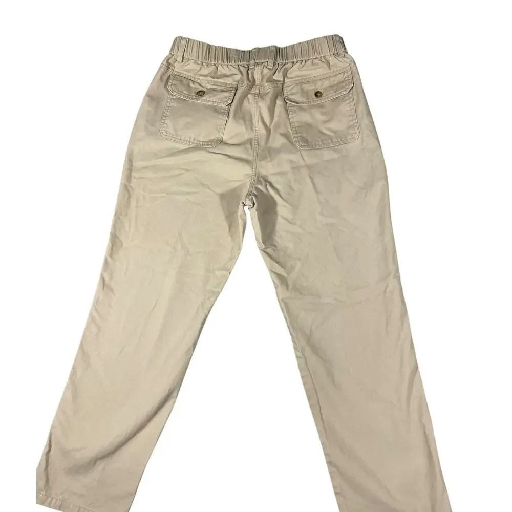 Men's Elastic Waist Khaki‎ Pants 36x30 Beige Casual Comfort Stretch Unbranded